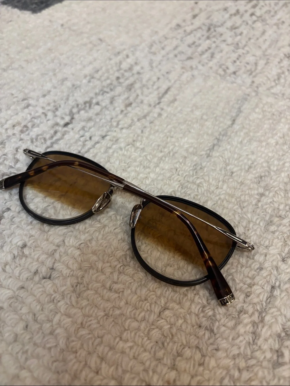 John Varvatos Black Round Sunglasses Brown Gradient Lenses